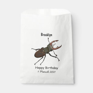 Stag beetle cartoon illustration favour bag