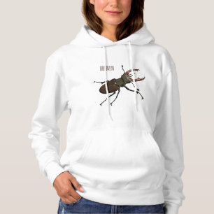 Stag beetle cartoon illustration hoodie