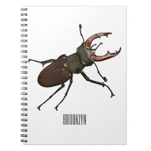 Stag beetle cartoon illustration notebook