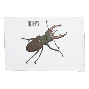 Stag beetle cartoon illustration pillowcase