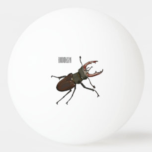 Stag beetle cartoon illustration ping pong ball