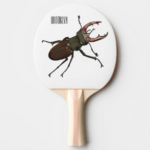 Stag beetle cartoon illustration ping pong paddle