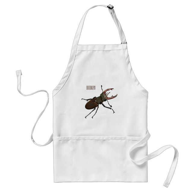 Stag beetle cartoon illustration standard apron (Front)