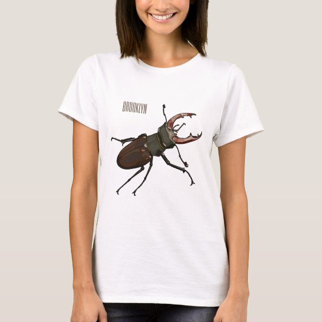 Stag beetle cartoon illustration T-Shirt (Front)