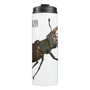 Stag beetle cartoon illustration thermal tumbler
