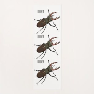 Stag beetle cartoon illustration yoga mat