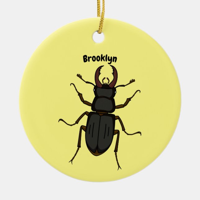 Stag beetle insect illustration ceramic ornament (Front)