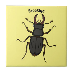 Stag beetle insect illustration ceramic tile