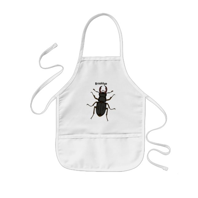 Stag beetle insect illustration kids apron (Front)