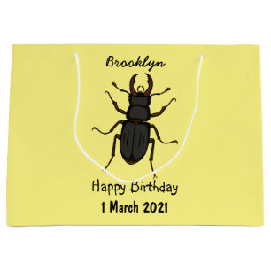 Stag beetle insect illustration large gift bag
