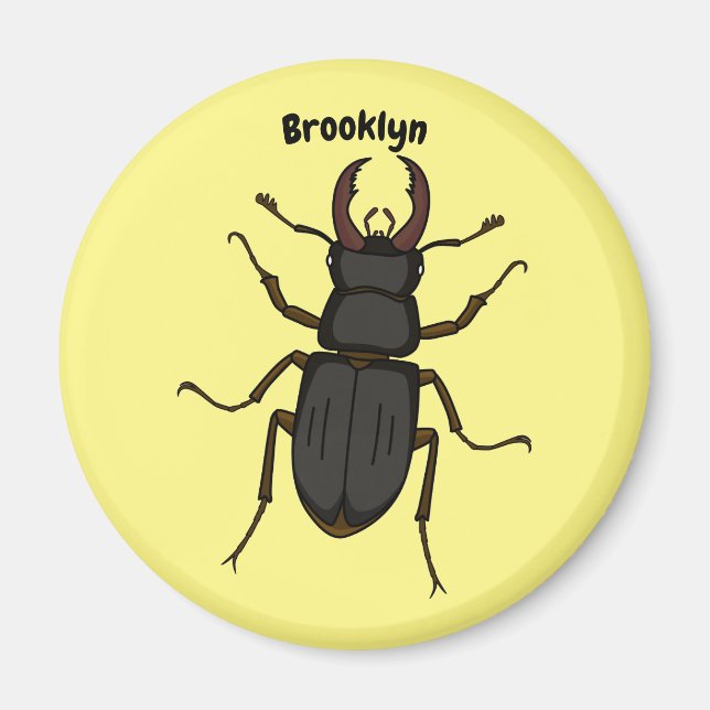Stag beetle insect illustration magnet (Front)