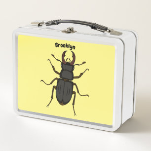 Stag beetle insect illustration metal lunch box