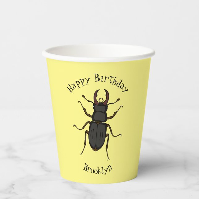 Stag beetle insect illustration paper cups (Front)