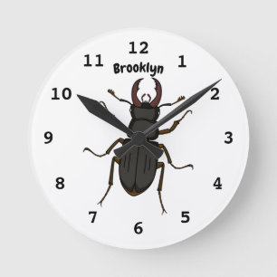 Stag beetle insect illustration round clock