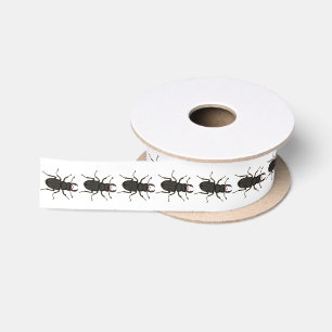 Stag beetle insect illustration satin ribbon