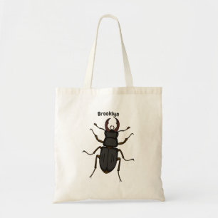 Stag beetle insect illustration tote bag