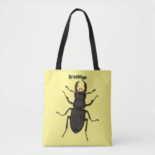 Stag beetle insect illustration tote bag