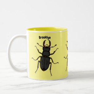 Stag beetle insect illustration Two-Tone coffee mug