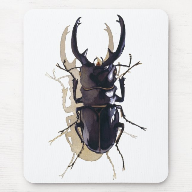 "Stag beetle" Insect Watercolor Art Mouse Pad (Front)