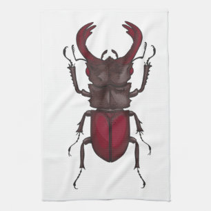Stag beetle tea towel