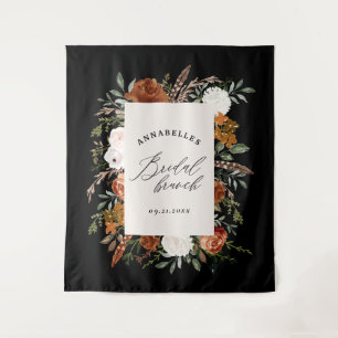 Stag black terracotta floral rustic bridal brunch tapestry
