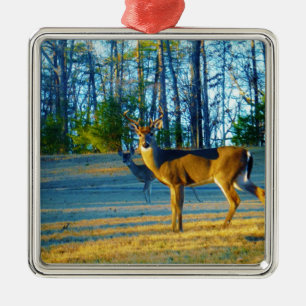 Stag / Buck Deer, Bright blue Sky Metal Ornament