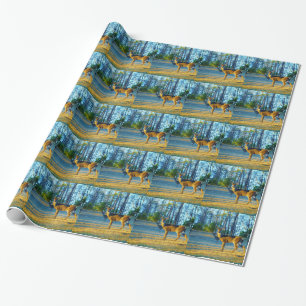 Stag / Buck  Deer, Bright blue Sky Wrapping Paper