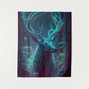Stag Deer Animal Portrait Painting Wildlife Forest Tapestry