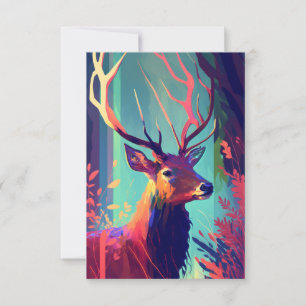 Stag Deer Animal Portrait Painting Wildlife Forest Thank You Card