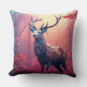 Stag Deer Animal Wildlife Wilderness Colourful Art Cushion