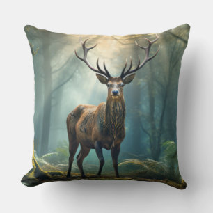 Stag Deer Animal Wildlife Wilderness Colourful Art Cushion