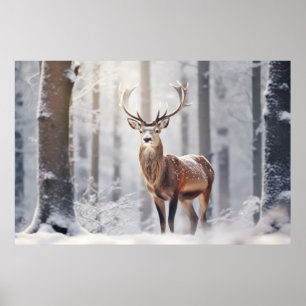 Stag Deer Animal Wildlife Wilderness Colourful Art Poster