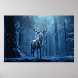 Stag Deer Animal Wildlife Wilderness Colourful Art Poster