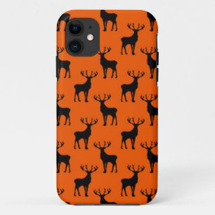 Stag Deer on Bright Orange iPhone 11 Case