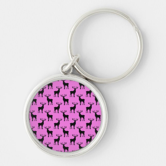 Stag Deer on Pink Key Ring (Front)