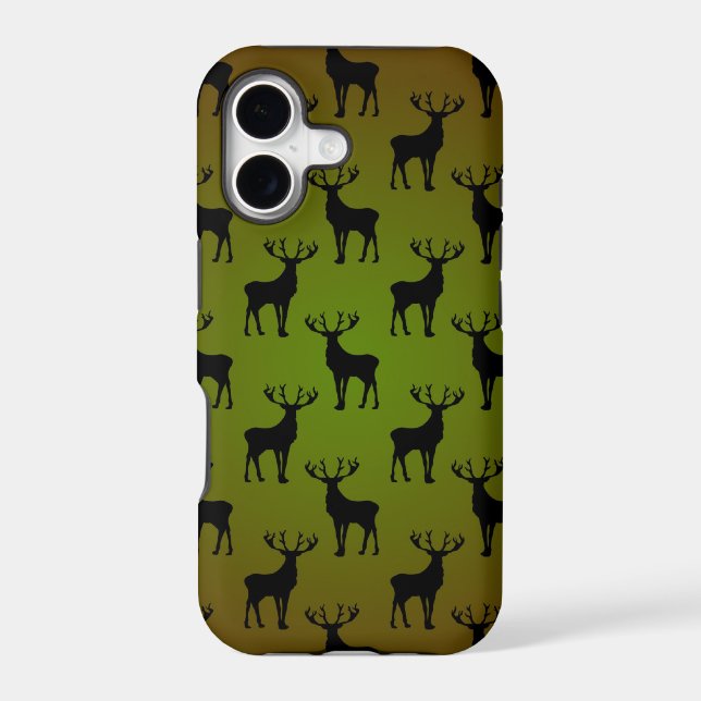 Stag Deer Pattern On Green Brown (Back)