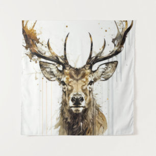 Stag Deer Portrait Animal Painting Wildlife Forest Tapestry