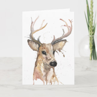 Stag Deer Watercolour Card
