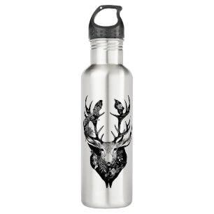 Stag Deer Wild Animal Nature Illustration Art Tatt 710 Ml Water Bottle