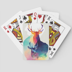 Stag Deer Wild Nature Animal Colors Art Painting Playing Cards