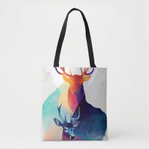 Stag Deer Wild Nature Animal Colors Art Painting Tote Bag