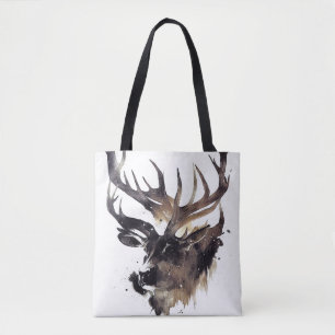 Stag Deer Wild Nature Free Spirit Brush Painting Tote Bag
