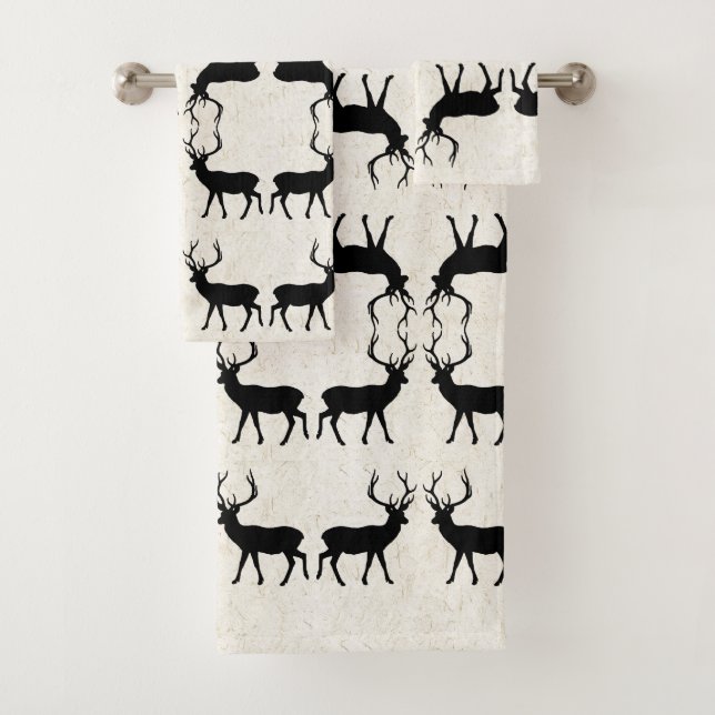 Stag Deer Wildlife Animal Art Bath Towel Set (Insitu)