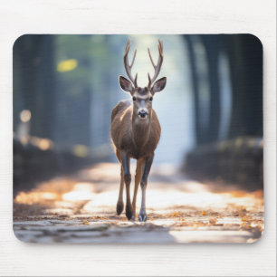 Stag Deer Wildlife Animal On Street Mouse Pad