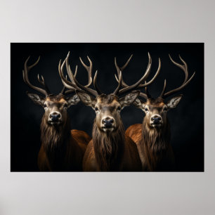 Stag Elk Wild Animal Portrait Nature Beauty Poster