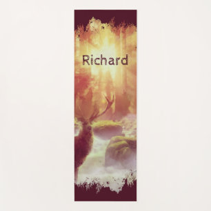 Stag in Misty Forest at Golden Sunrise Yoga Mat