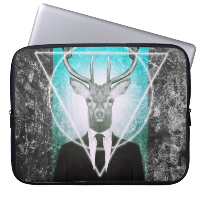 Stag in suit laptop sleeve (Front)