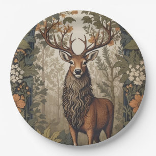 Stag In the Forest William Morris Inspired Paper Plate