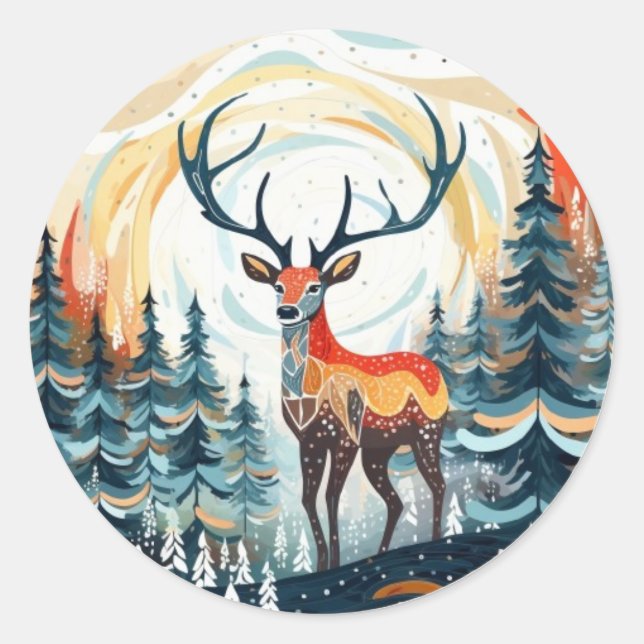 Stag in the Snow Sticker (Front)