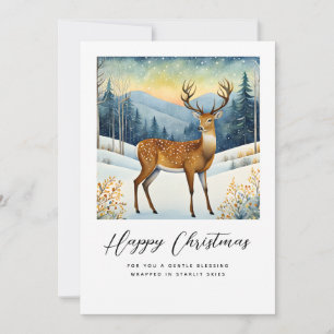 Stag in Winter Twilight Holiday Card